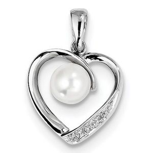 H.Samuel Freshwater Pearl 925 Silver Heart Necklac